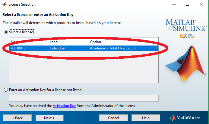 Academic - Total Headcount license is selected on the License Selection screen.