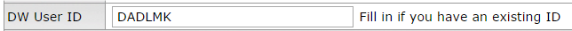 Enter Data Warehouse user id