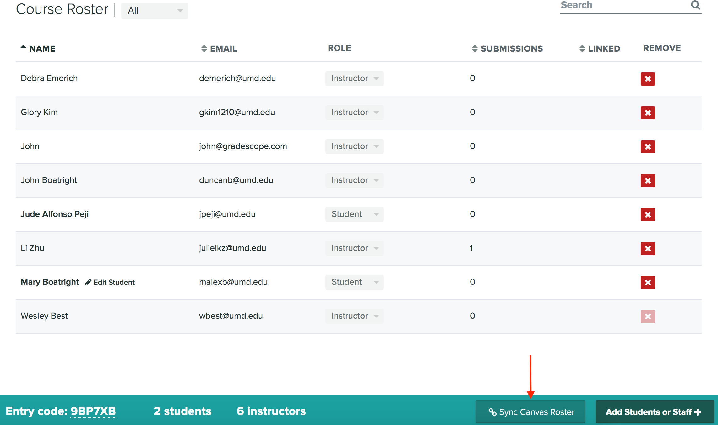 Select Sync Canvas Roster