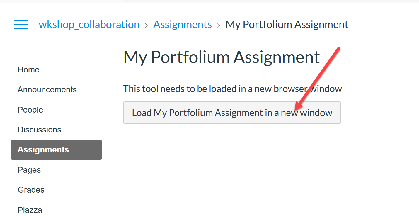 Click Load my assignment in a new window