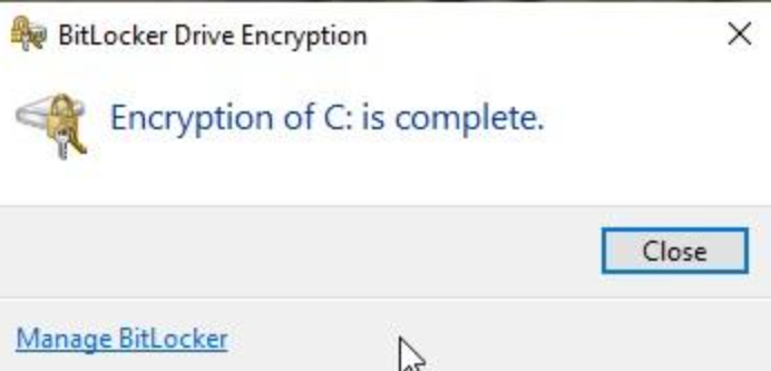 BitLocker Encryption Complete