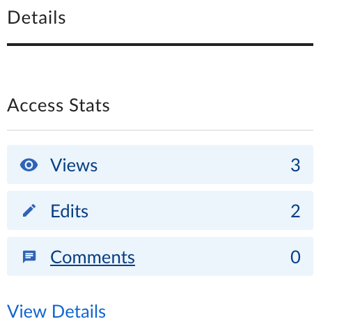 Box File Access stats, including views edits and comments.