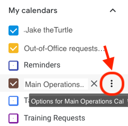 Illustration for setting Options for a Google Calendar