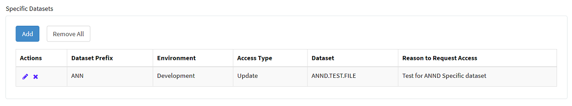 At the bottom of the form, request access to the specified datasets.
