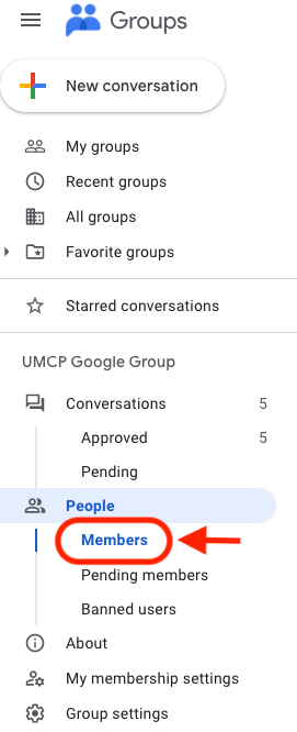 Illustration for viewing members of your Google Group