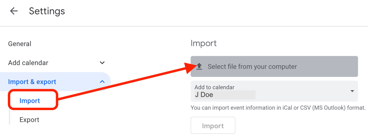 Select Import then Select the file from your computer.