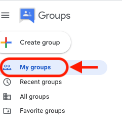 My Groups highlighted in Google Groups menu