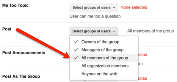 Google Groups All Members of Group Post