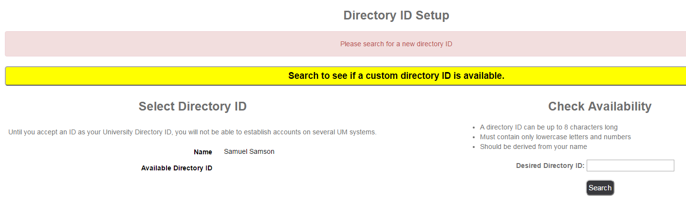Directory ID Setup