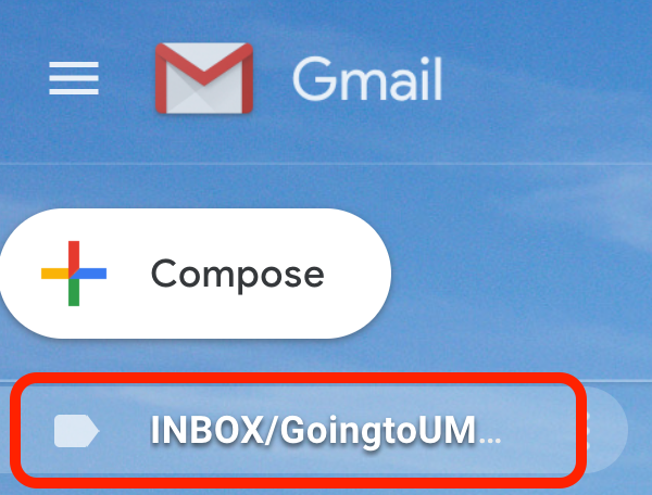 The imported label will appear in Gmail.