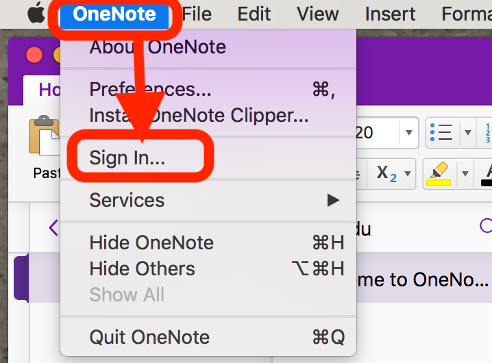 OneNote Sign In