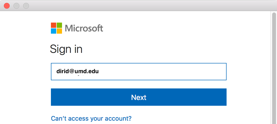 Sign in with umd.edu account