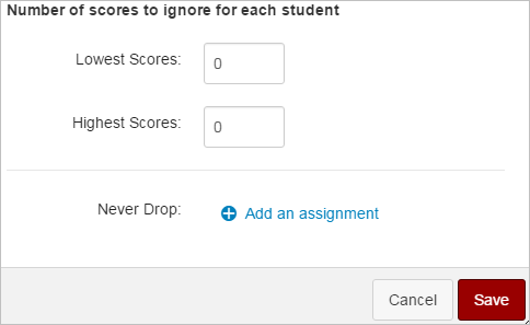 Choose number of lowest or highest scores to drop