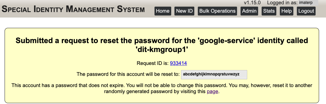 SIMS request new Google Group password submission.