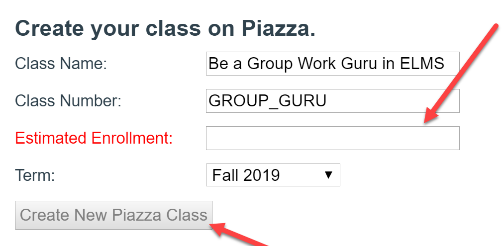 Piazza course information form
