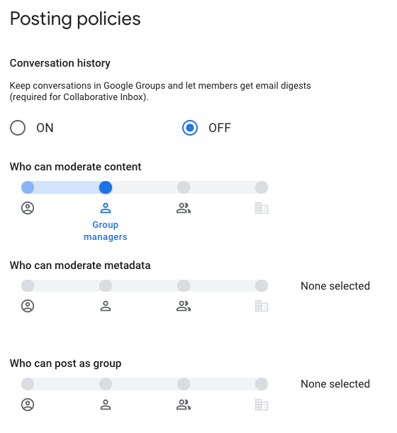 Selecting Who Can Manage Google Group Members, Posts, and Metadata