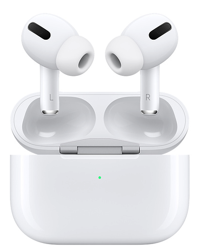 par of airpods pro earbuds coming out of charging case