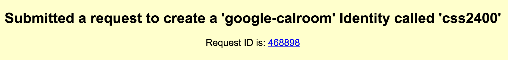 Confirmation of request