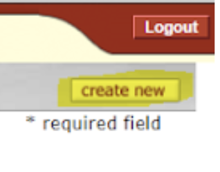 Screenshot of create new button located below Logout link.