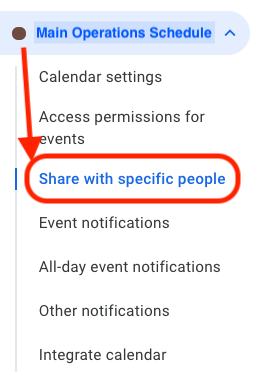 Illustration for selecting Share with Specific People