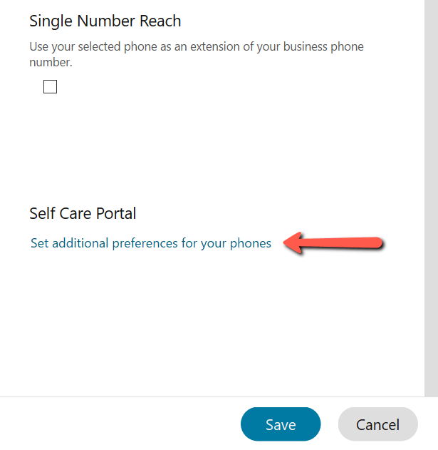 Red arrow pointing to Set additional settings for your phone link