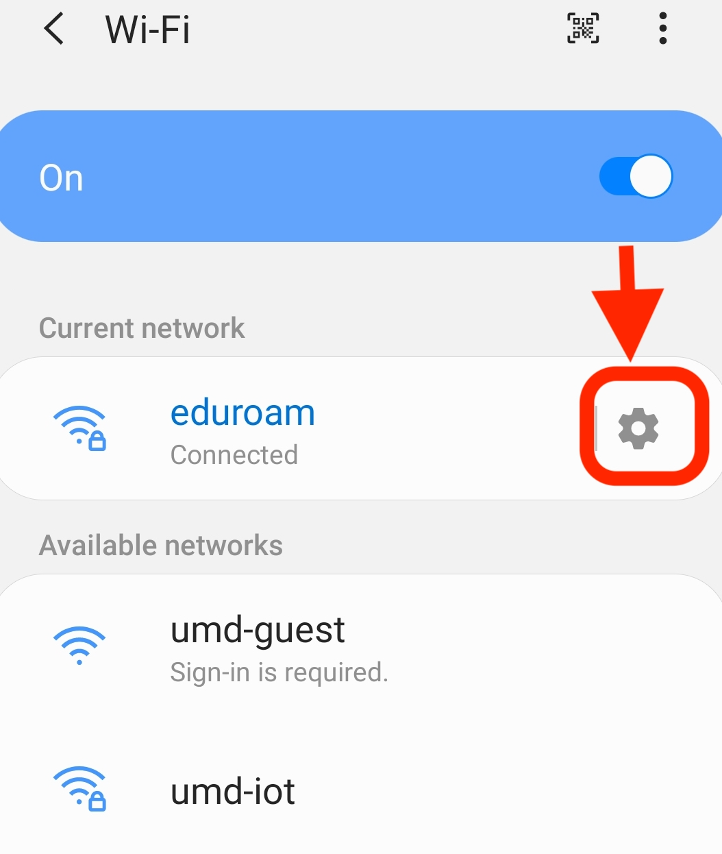 Illustration from settings for Android Eduroam