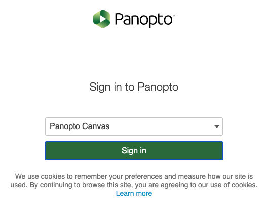 Panopto canvas login screen