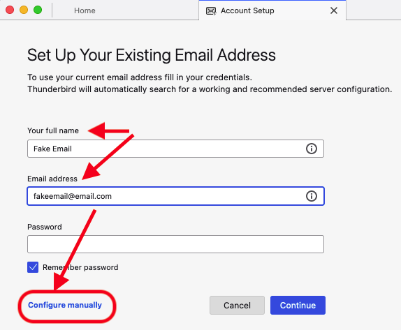 Illustration for setting up a fake email address