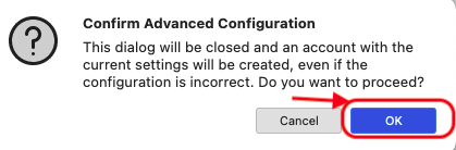 Illustration for confirming advanced configuration