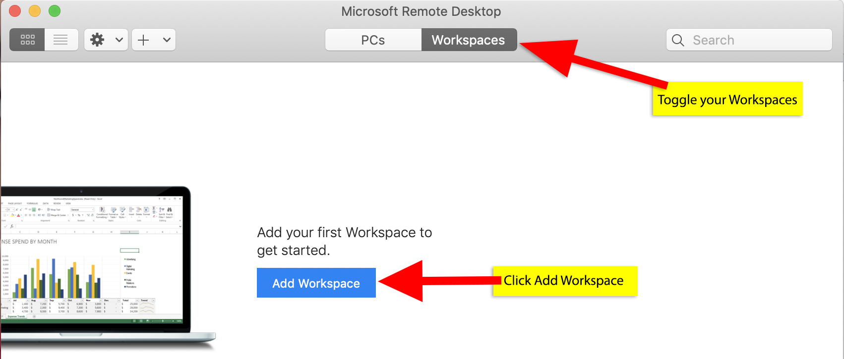 Toggle your Workspaces in top of the screen before adding a a workspace.