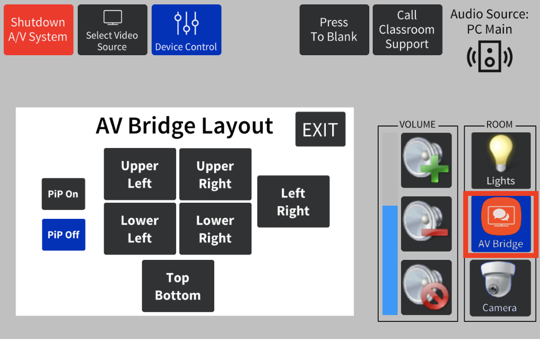 screenshot showing the AV bridge button.