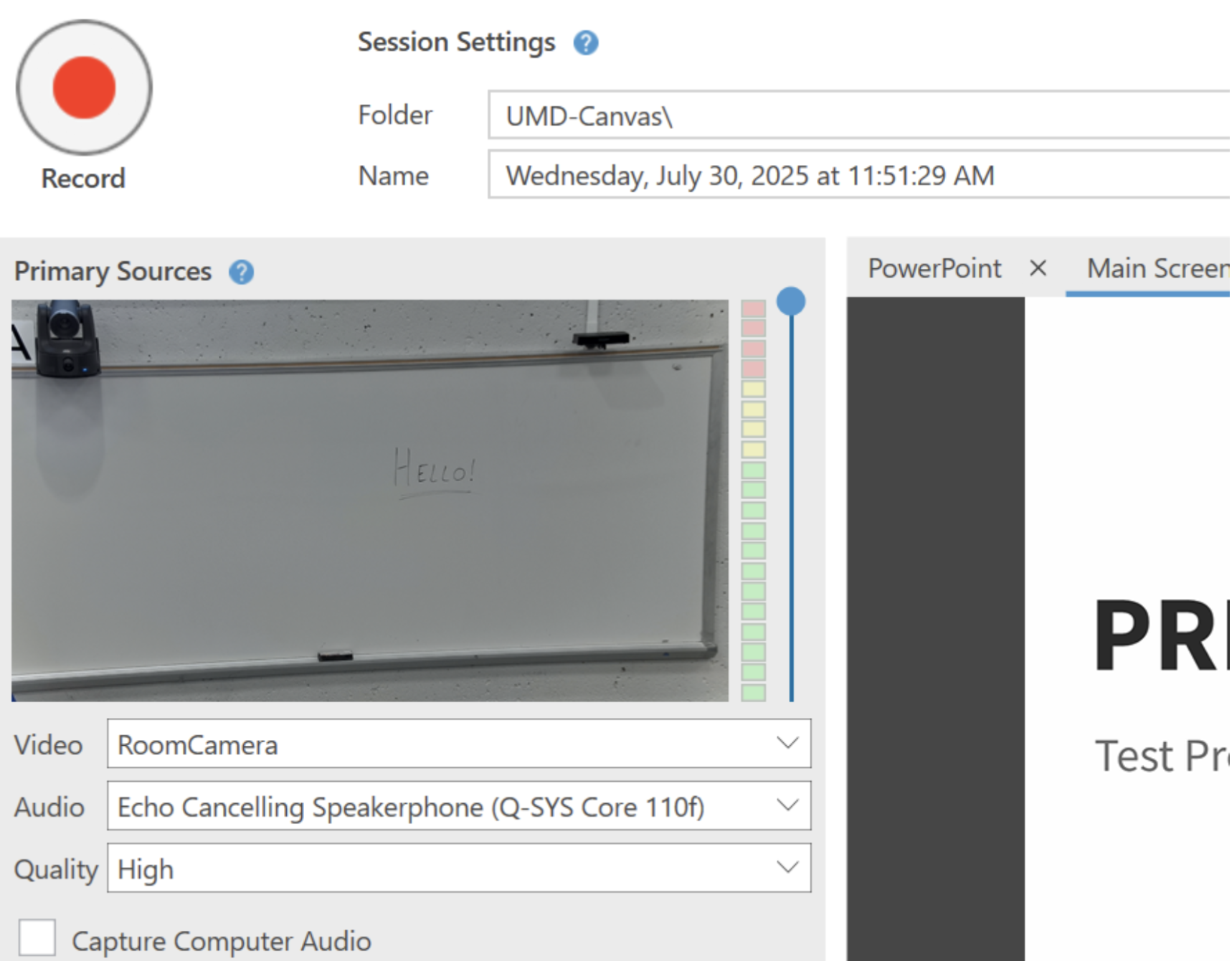 The board displays in the primary source area of the screen.