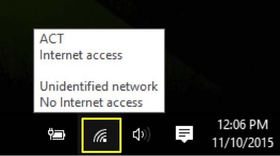 Wifi icon highlighted with yellow box