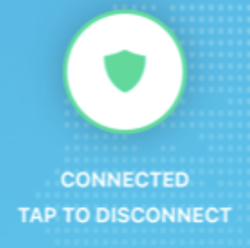 Once connected, the app will display connected and to Tap to disconnect.