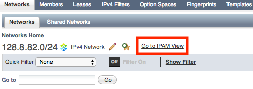 Click Go to IPAM View in Infoblox