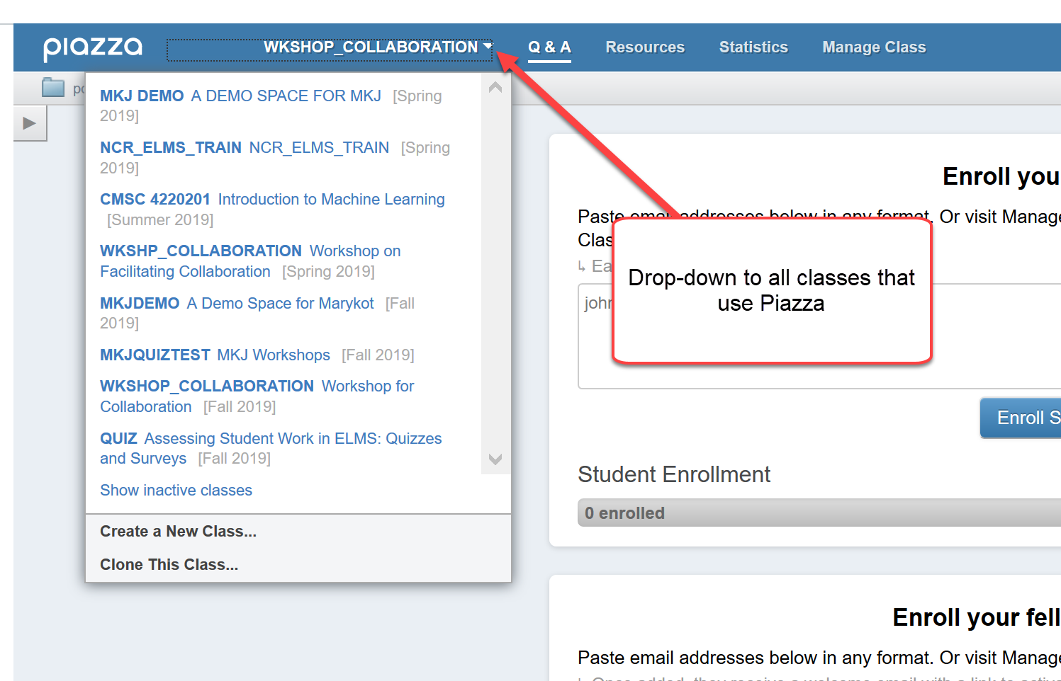 Classes use Piazza