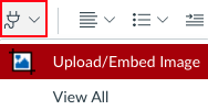 App integration drop down: Upload/Embed image and View all 
