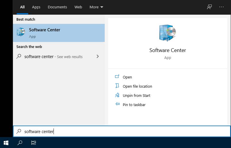 Software Center in Windows Search