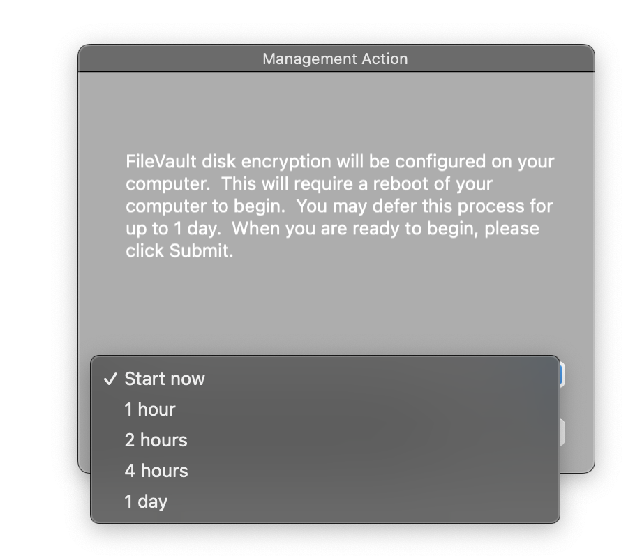 FileVault defer prompt