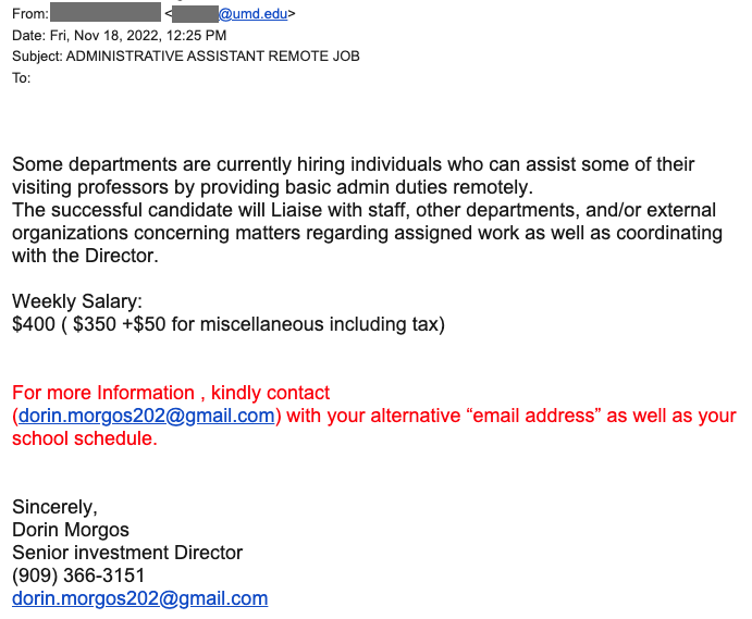 Fake remote administrative assistant job offer.