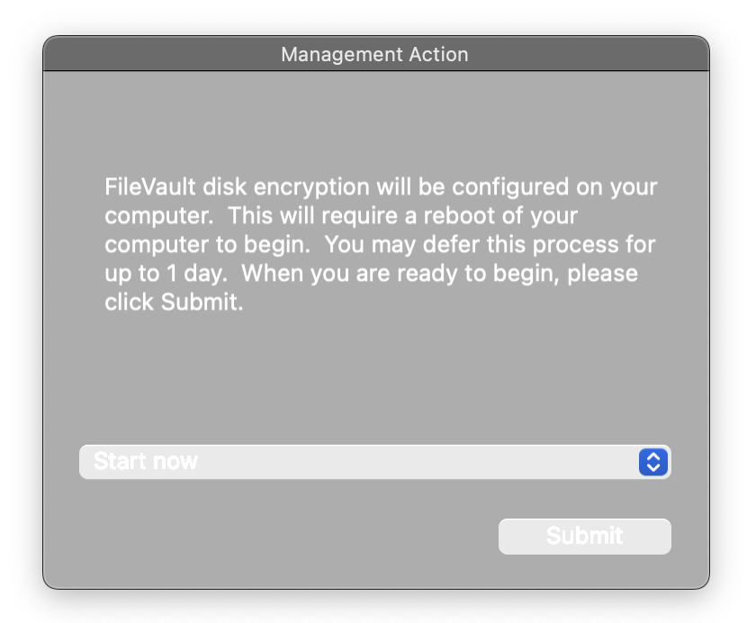 FileVault encryption prompt