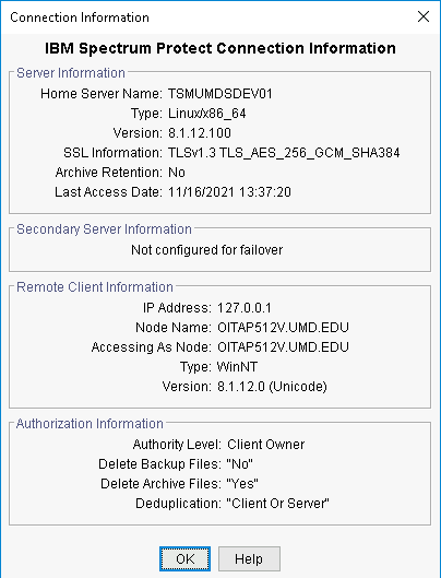 Connection information