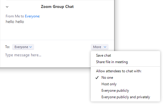 Click chat then More and select no one.
